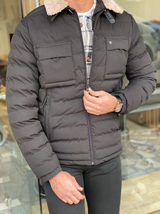 Grant Slim Fit Black Quilted Coats