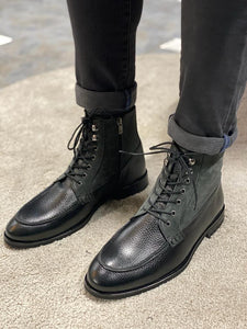 Grant Genuine Black Leather Suede Boots