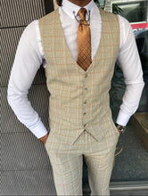 Load image into Gallery viewer, Ace Slim Fit Plaid Beige Striped Suit
