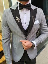 Load image into Gallery viewer, Verno Slim Fit Patterned Gray Tuxedo
