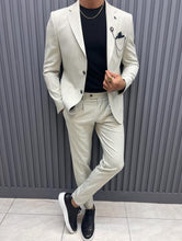 Load image into Gallery viewer, Noah Slim Fit Grey Striped Suit
