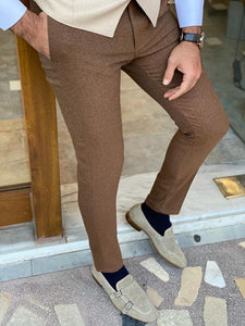 Clover Slim Fit Lycra Brown Pants