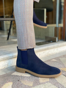 Grant Eva Sole Dark Blue Suede Chelsea Boots