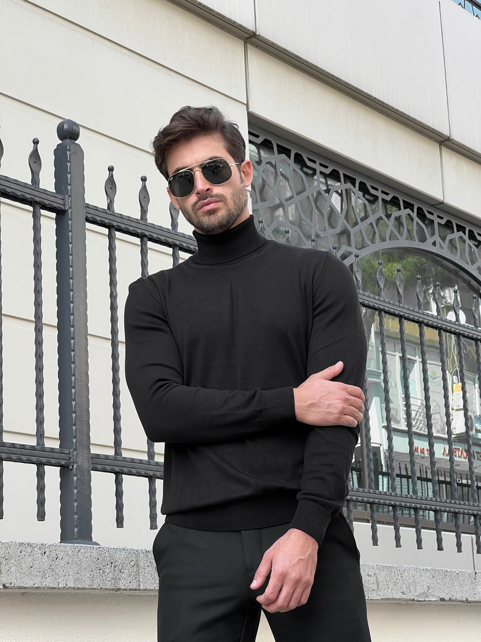 Naze Slim Fit Black Turtleneck Sweater – MCR TAILOR