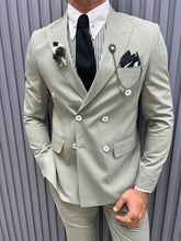 Load image into Gallery viewer, Noah Slim Fit Double Breasted Mint Mono Collar Suit
