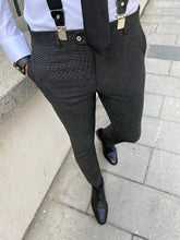 Load image into Gallery viewer, Ben Slim Fit High Quality Super Slim Micro Patterned Black Pants
