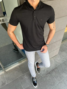 Benson Slim Fit Black Polo Tees