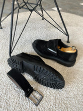 Load image into Gallery viewer, Nate Suede Black Single Buckled Loafer
