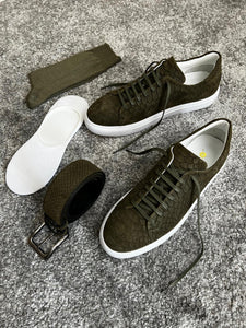 Madison Special Edition Rubber Sole Suede Leather Khaki Sneakers
