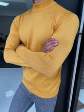 Load image into Gallery viewer, Cameron Slim Fit Mustard Turtleneck

