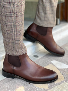 Nate Iron Detailed Eva Sole Brown Chelsea Boots