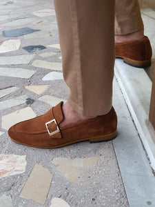 Vince Sardinelli Buckle Detailed Cinnamon Suede Leather Loafer