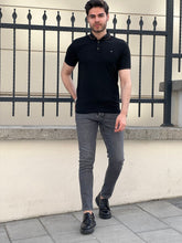 Load image into Gallery viewer, Ben Slim Fit High Quality Short Collar Sleeve Black Tees
