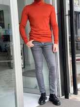Load image into Gallery viewer, Carson Slim Fit Orange Turtleneck Sweater
