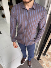 Load image into Gallery viewer, Carson Slim Fit Striped Brown Shirt
