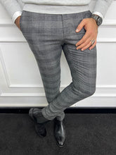 Load image into Gallery viewer, Leon Slim Fit Plaid Striped Grey Pants
