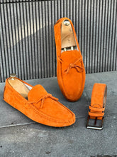 Load image into Gallery viewer, Brad New Season Rubber Sole Suede Leather Orange Loafer
