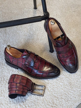 Load image into Gallery viewer, Ross Sardinelli Croc Detailed Buckled Leather Shoes
