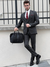 Load image into Gallery viewer, Louis Slim Fit High Quality Patterned Anthracite &amp; Business Suit
