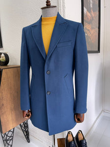 Brett Slim Fit Woolen Indigo Winter Coat