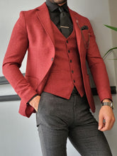 Load image into Gallery viewer, Henry Slim Fit Red Combined Suit
