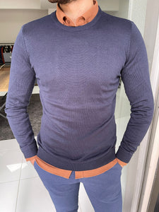 Carson Slim Fit Navy Blue Sweater