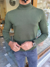 Load image into Gallery viewer, Blaek Slim fit Long Sleeve Green turtleneck
