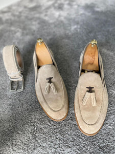 Reese Special Edition Beige Tasseled Suede Leather Shoes
