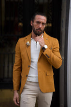 Load image into Gallery viewer, Noah Slim Fit Mono Collared Camel Blazer
