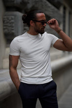 Load image into Gallery viewer, Noah Slim Fit Textured Crew Neck White Tees

