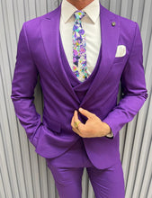 Load image into Gallery viewer, Noah Slim Fit Striped Purple Suit
