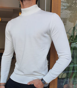 Morris Slim Fit Long Sleeve White Sweater
