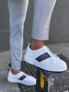 Morris White Grey Leather Sneakers