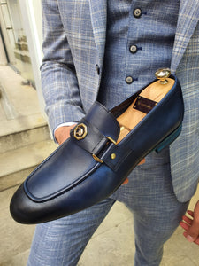 Sardinelli Buckled Detail Navy Leather Shoes