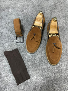 Brett Special Edition Tasseled Suede Leather Tan Loafer