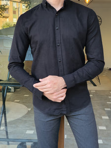 Lucas Slim Fit Patterned Black Shirt