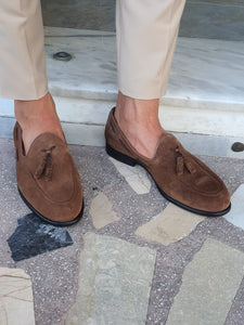 Chase Sardinelli Beige Suede Brown Leather Loafer