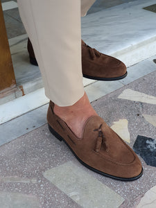 Chase Sardinelli Beige Suede Brown Leather Loafer