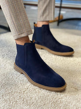 Load image into Gallery viewer, Grant Eva Sole Dark Blue Suede Chelsea Boots
