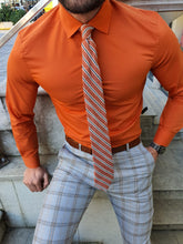 Load image into Gallery viewer, Shleton Orange Sardinelli Slim Fit Custom Shirt
