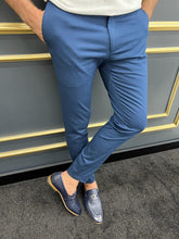 Load image into Gallery viewer, Luke Slim Fit Checkered Pique Detail Blue Trouser
