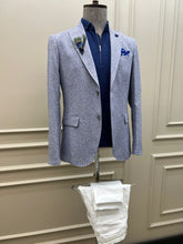Load image into Gallery viewer, Brad Slim Fit Dot Detailed Blue Blazer Only
