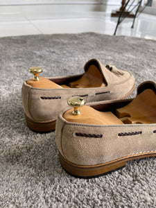 Reese Special Edition Beige Tasseled Suede Leather Shoes