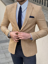 Load image into Gallery viewer, Ben Slim Fit High Quality Knitted Yellow Blazer
