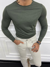 Load image into Gallery viewer, Leon Slim Fit Sleeve Combed Light Weight Khaki Sweater
