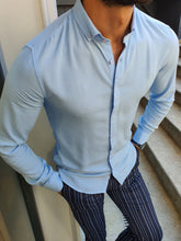 Load image into Gallery viewer, Jhon Slim Fit Buttoned Blue Shirt
