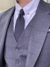 Load image into Gallery viewer, Warwick Slim Fit Plaid Anthracite Woolen Suit
