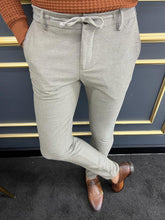 Load image into Gallery viewer, Thread Slim Fit Rope Detailed Dark Beige Trousers
