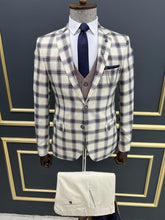 Load image into Gallery viewer, Benson Slim fit Plaid Striped Blue Suit
