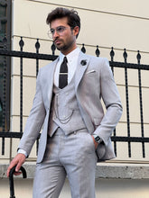 Load image into Gallery viewer, Naze Slim Fit Self-Patterned Pointed Gray Suit
